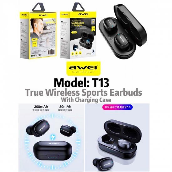 Awei T13 Écouteurs TWS Binaural Bluetooth