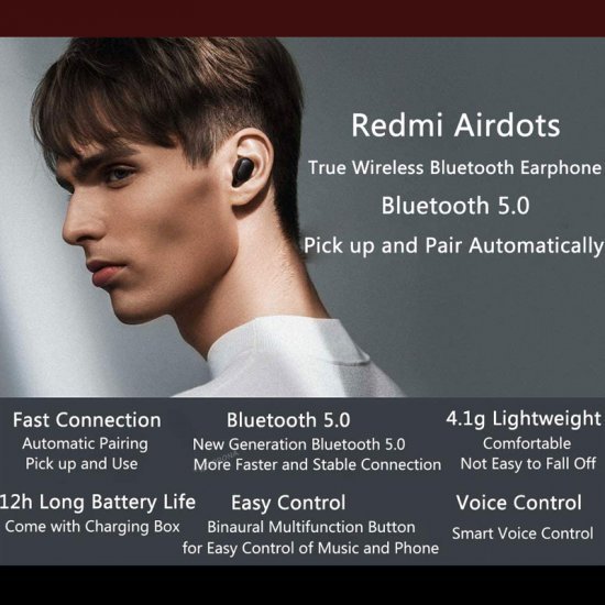 XIAOMI Écouteurs sans fil Redmi AirDots Bluetooth 5.0 Earbuds 