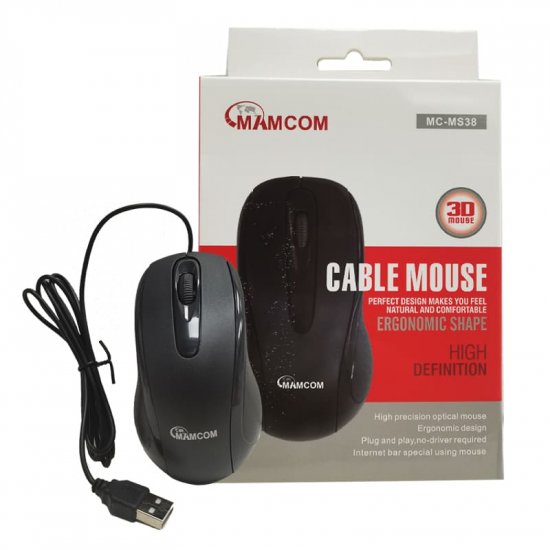 Souris Filaire Mamcom  Connecteur USB Couleur Noire