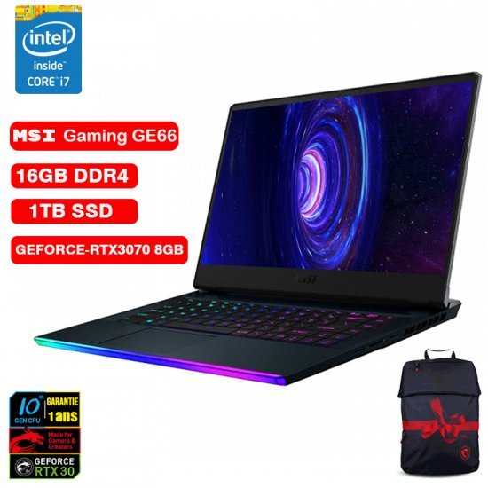 Msi Gaming GE66 Raider 10UG, Core™ i7 + Sac à dos Air Gaming