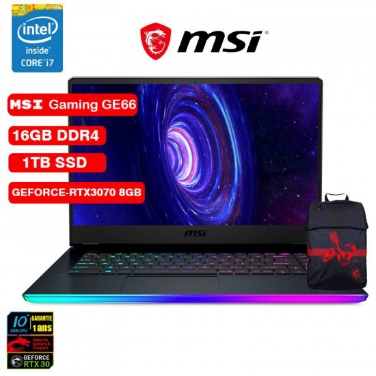 Msi Gaming GE66 Raider 10UG, Core™ i7 + Sac à dos Air Gaming