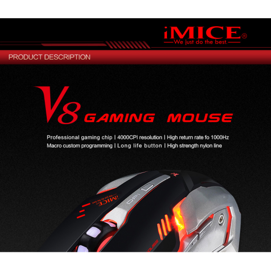 souris Gaming IMICE professionnelle filaire V8