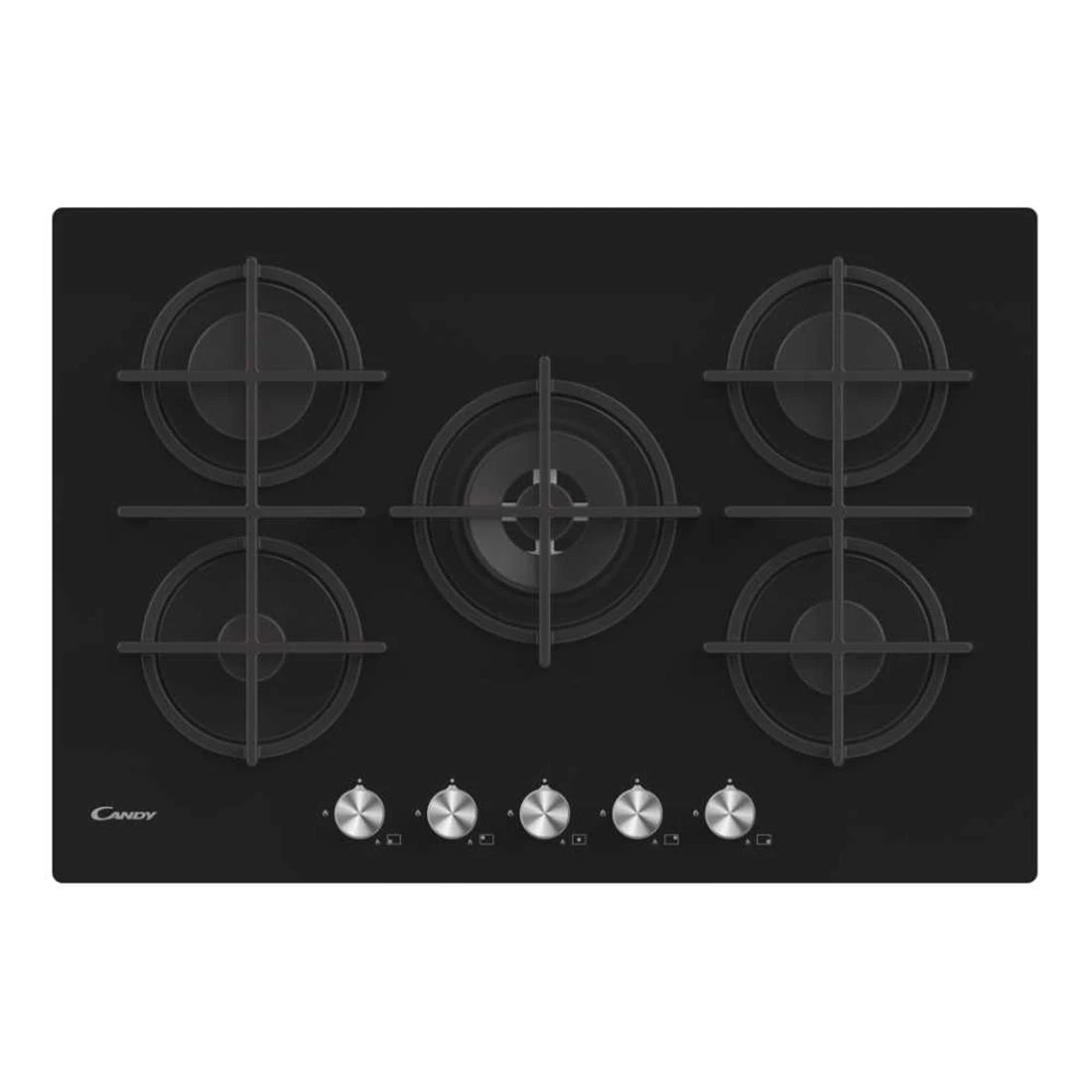 PLAQUE CANDY CVG74WPB-MAR 5F VERRE FONTE  75CM NOIR GLASSE