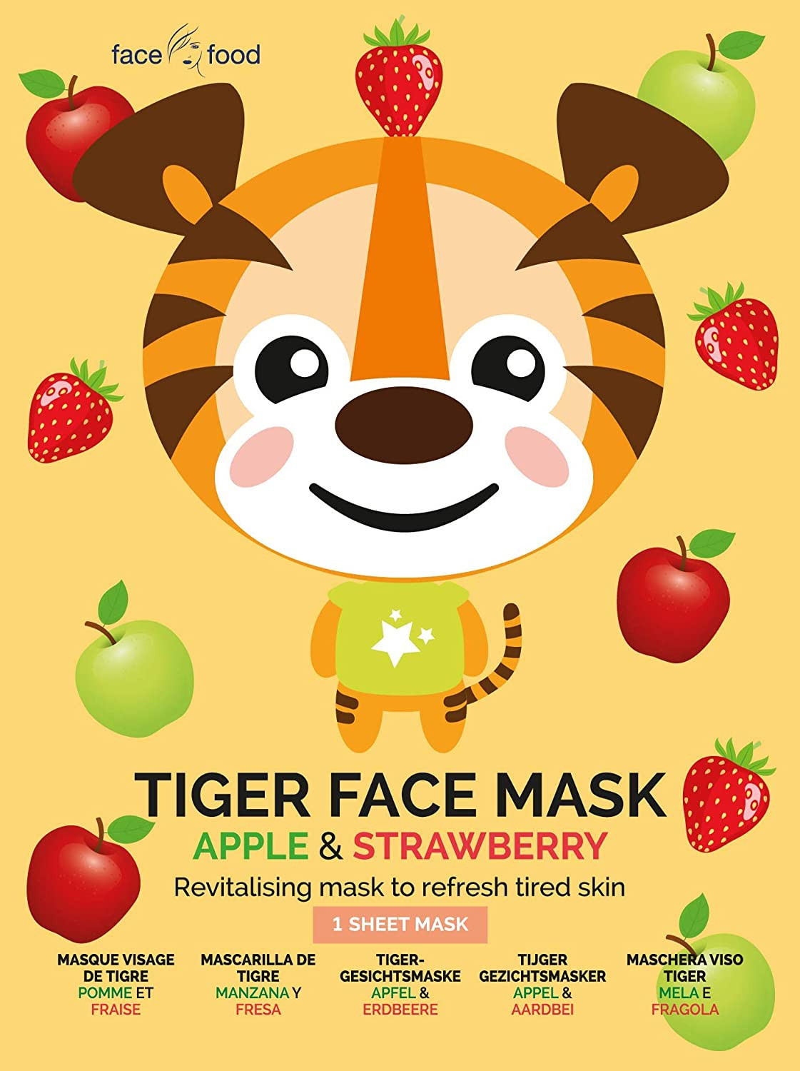 Masque visage tissu TIGRE POMME & FRAISE
