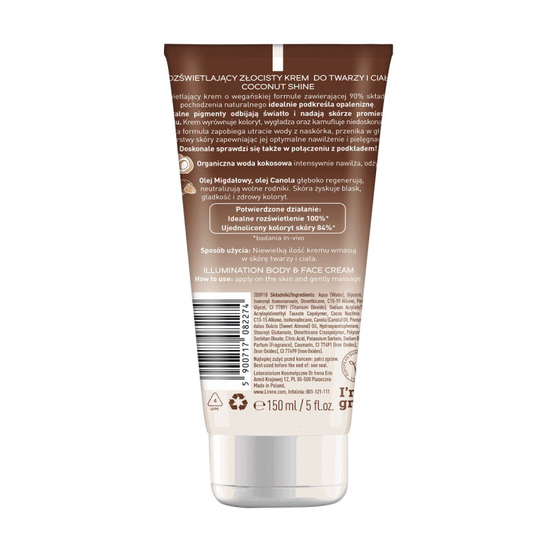CREME CORPS ET VISAGE COCONUT SHINE 150ML LIRENE Dermoprogram
