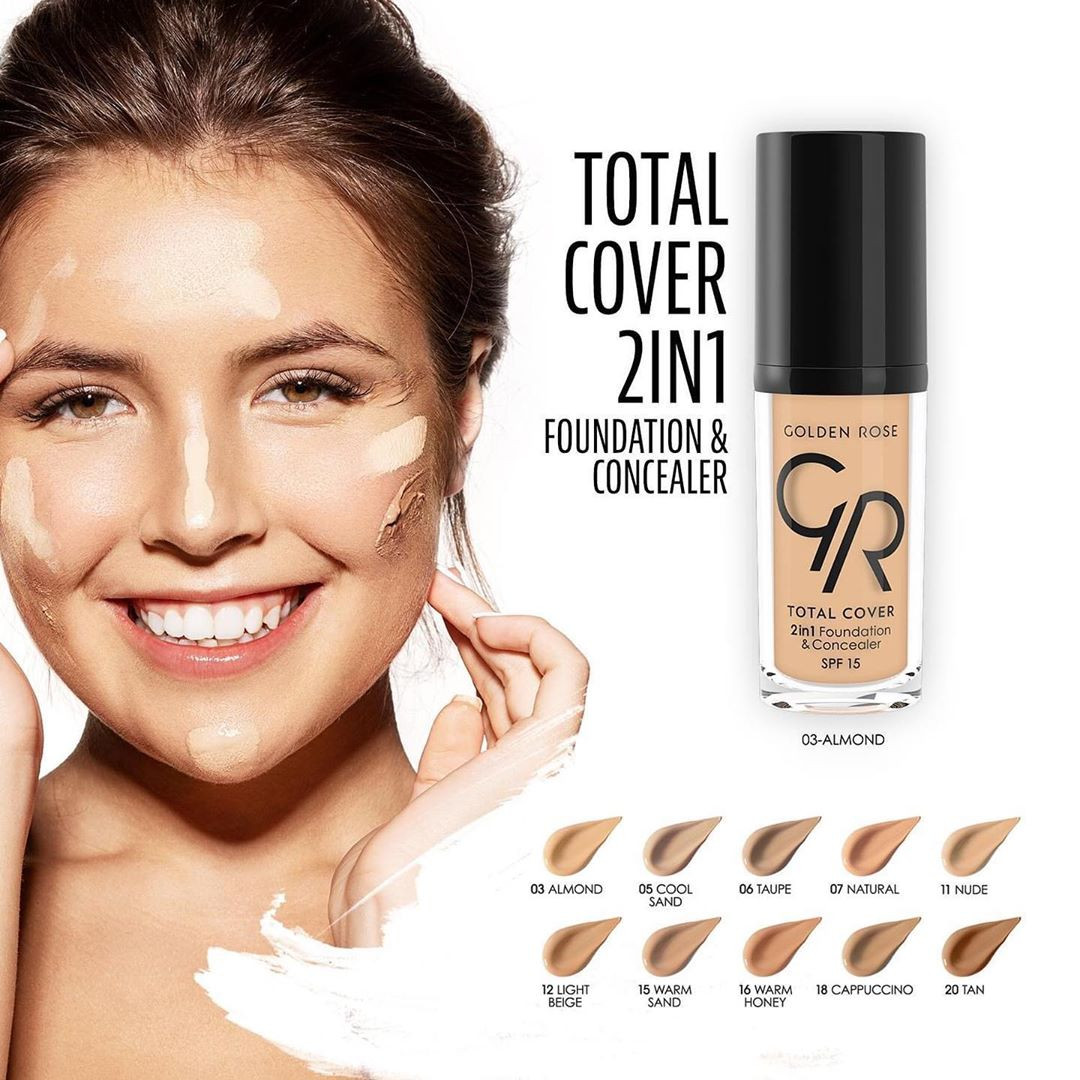 Fond de teint et Correcteur Total Cover 2in1 Golden Rose
