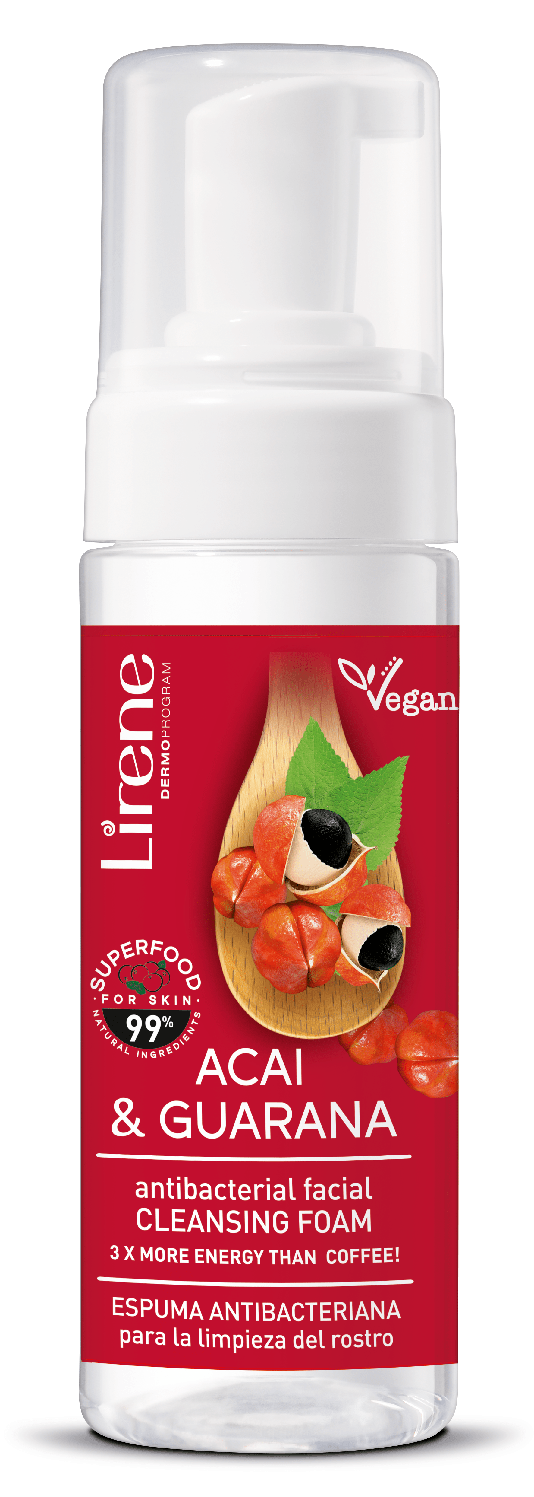 Super food Mousse nettoyante naturelle à base de guarana & açai Lirene 150ml