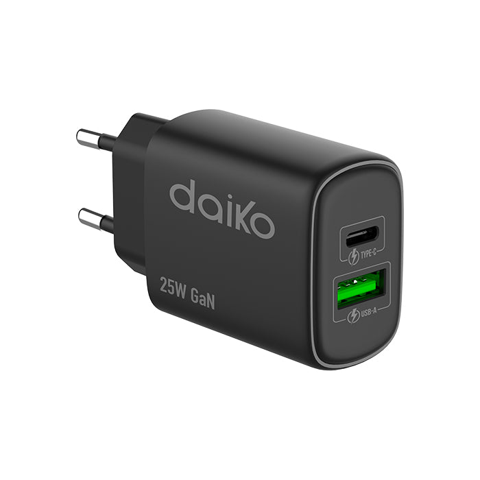 Fast daiko charger Noir 2 USB C-A 25W
