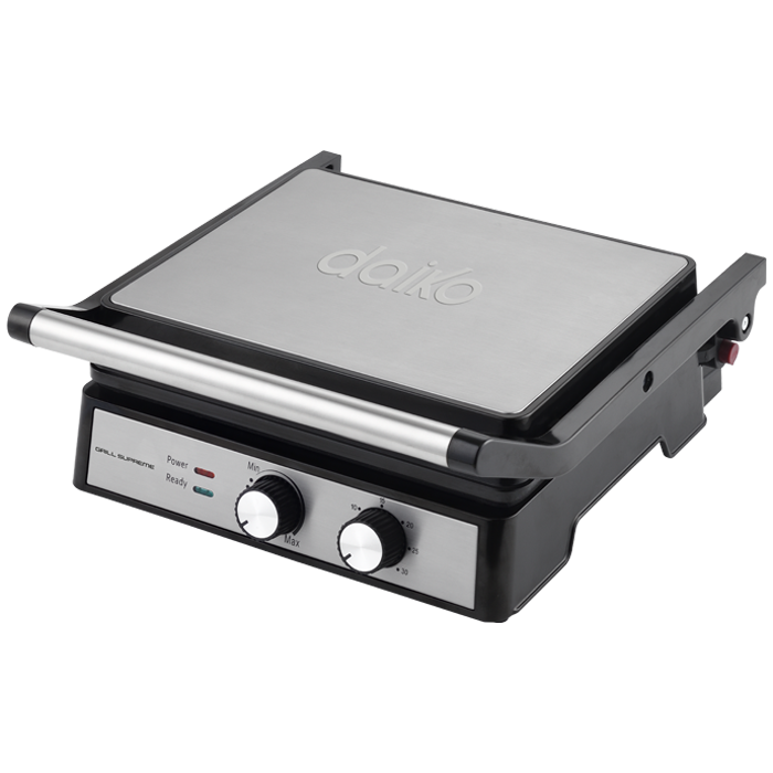 Grill panini daiko en acier inoxydable Ouverture à 90°, 105° et 180° Avec minuterie