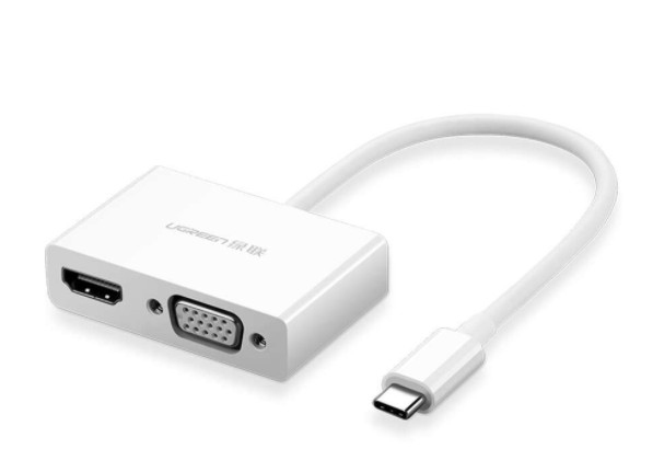 Adaptateur Ugreen convertisseur vidéo USB Type C – HDMI / VGA blanc (30843)