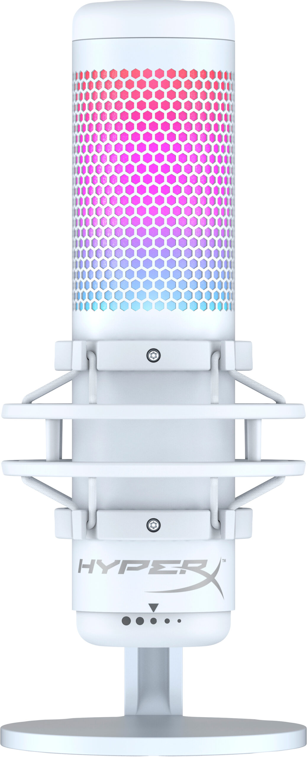 Microphone USB-HyperX QuadCast S – Microphone USB blanc-gris Éclairage RVB (519P0AA)