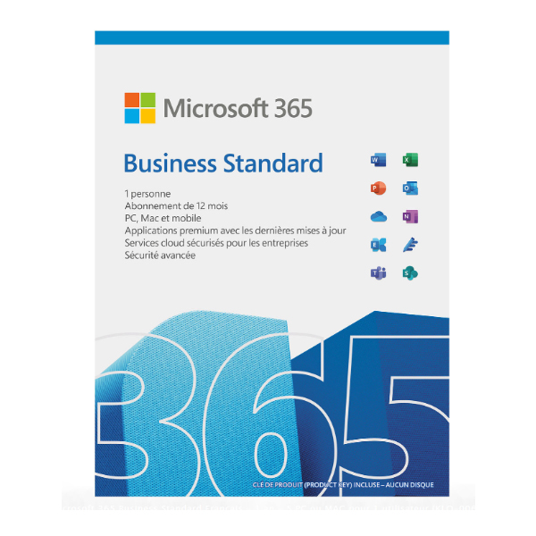 Microsoft 365 Business Standard Français – 1 an – 5 PC ou MAC pour 1 utilisateur (KLQ-00667)