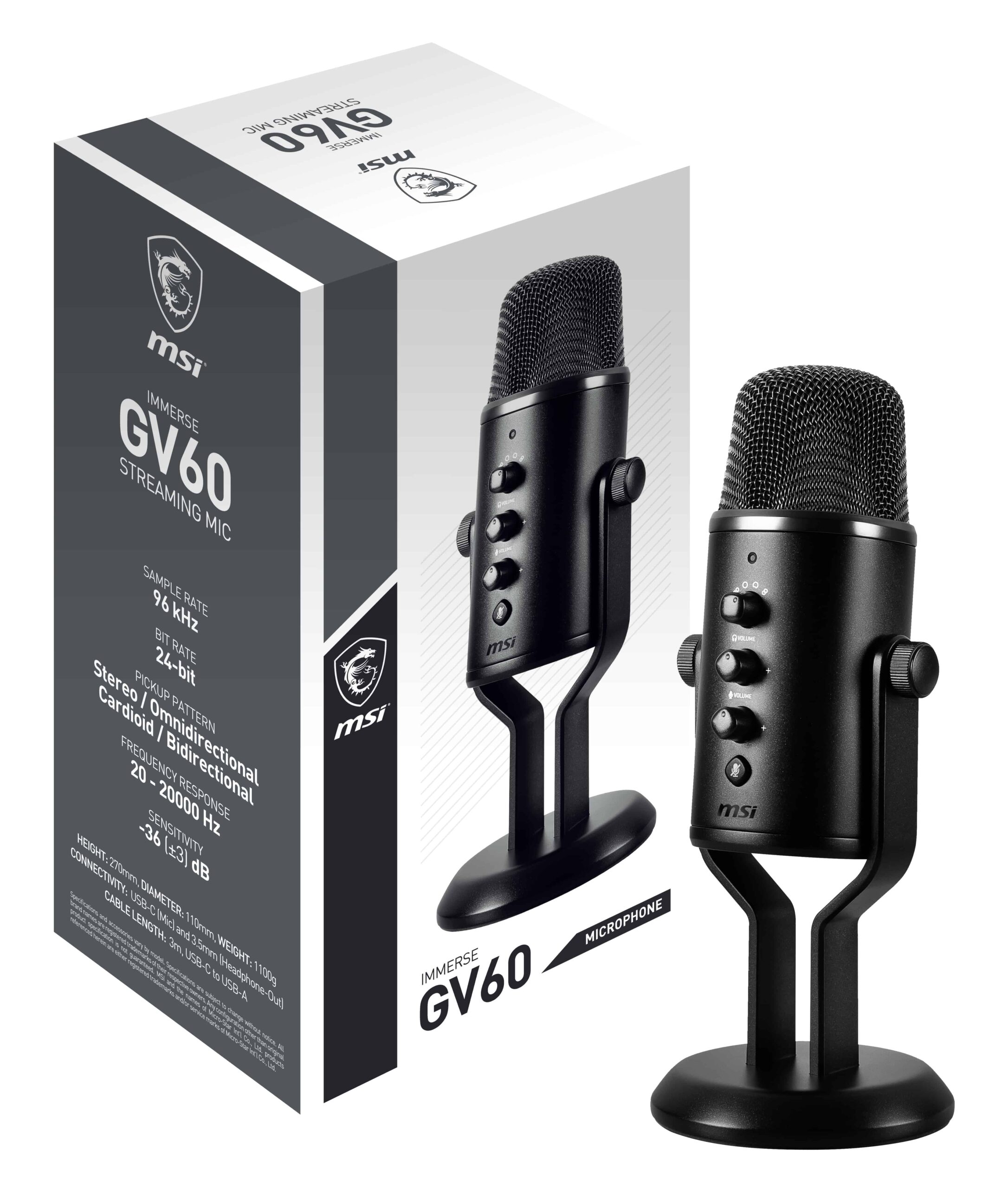 Microphone USB MSI Immerse GV60 – Noir (MSI_OS3-XXXX031-000)