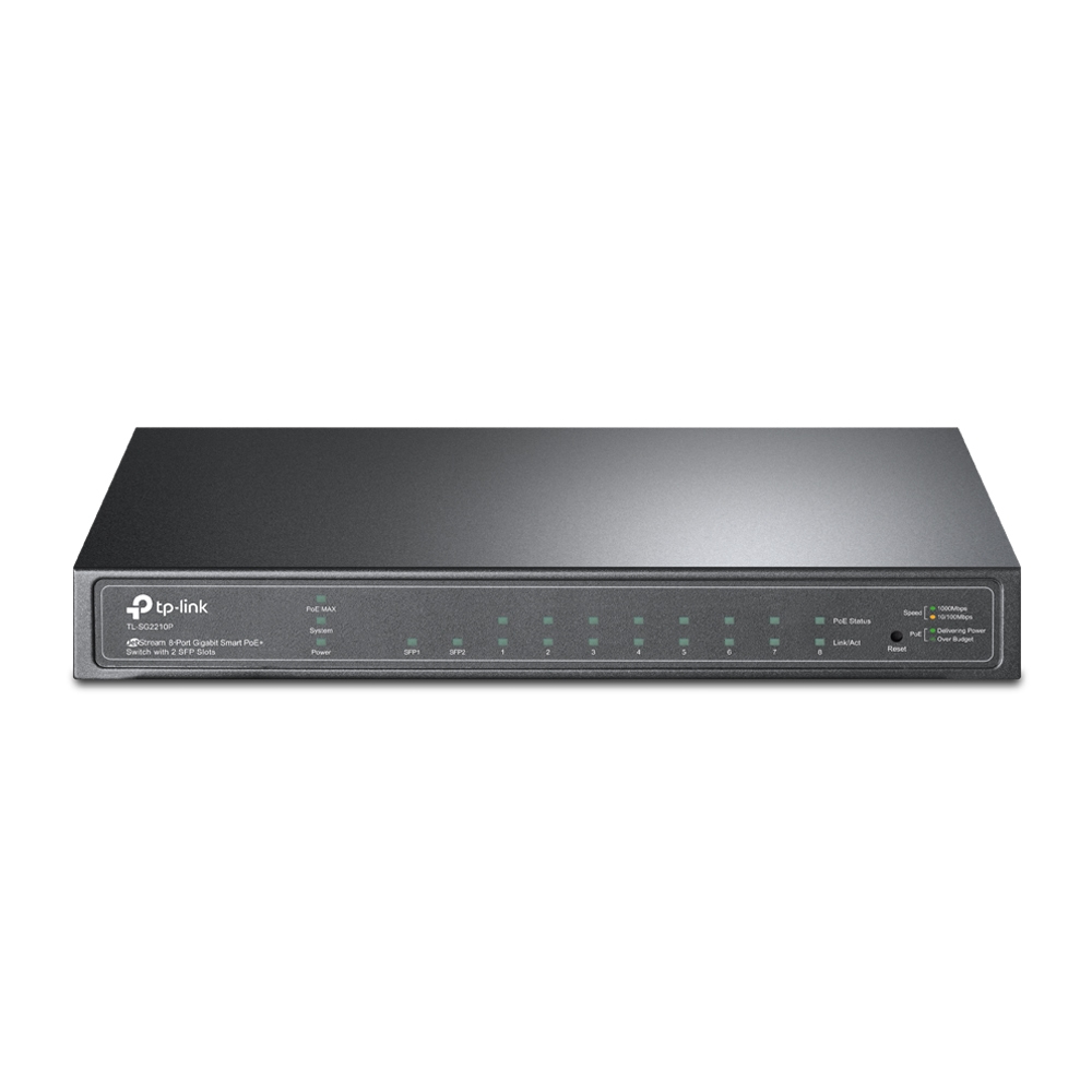 SWITCH TP-LINK JETSTREAM 8 PORTS GIGABIT SMART PoE+ AVEC 2 PORTS SFP (TL-SG2210P)